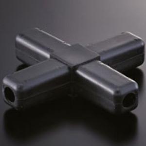 組立パイプシステム UPS-25S 25mm角アルミパイプ用 コネクター 4P 黒（樹脂製）