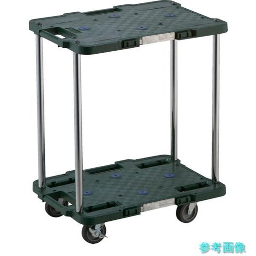 TRUSCO MPB-502JS-GN 樹脂製台車 ルートバン 2段式 370X500 4輪自在スト...