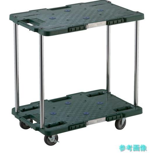 TRUSCO MPB-602JS-GN 樹脂製台車 ルートバン 2段式 400X600 4輪自在スト...