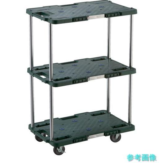 TRUSCO MPB-603JS-GN 樹脂製台車 ルートバン 3段式 400X600 4輪自在スト...