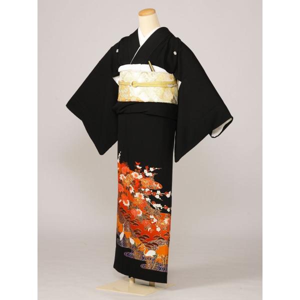 留袖レンタルフルセット 8K149 Lサイズ 145cm〜155cm  13号〜17号 65cm 黒...