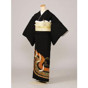 留袖レンタルフルセット 8K171 Lサイズ 142cm〜152cm 13号〜17号 65cm 黒留袖 結婚式 母親 和服 列席 親族 留袖 送料無料