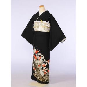 留袖レンタルフルセット 8A123 Lサイズ 150cm〜160cm 13号〜17号 68cm 黒留袖 結婚式 母親 和服 列席 親族 留袖 送料無料