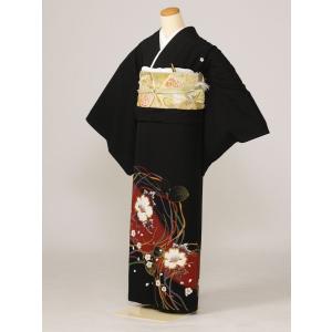 留袖レンタルフルセット 74A281 145cm〜155cm　11号 Mサイズ 黒留袖 結婚式 母親 和服 列席 親族 留袖 送料無料