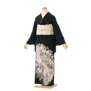 黒留袖|Mサイズ|150〜160cm|7〜13号|正絹|黒留袖フルセット| 黒留袖