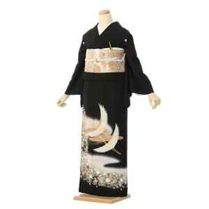 ワイドサイズ 正倉院文様 鳳凰 金彩刺繍柄の黒留袖フルセット(黒)| 黒