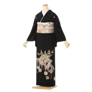 ワイドサイズ 正倉院文様 鳳凰 金彩刺繍柄の黒留袖フルセット(黒)| 黒