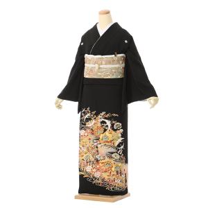 黒留袖|Mサイズ|150〜160cm|7〜13号|正絹|黒留袖フルセット| 黒留袖
