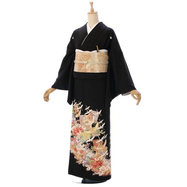 留袖レンタルフルセット 正絹 MT-004 Ｍサイズ 黒留袖 レンタル 結婚式 母親 和服 列席 親...