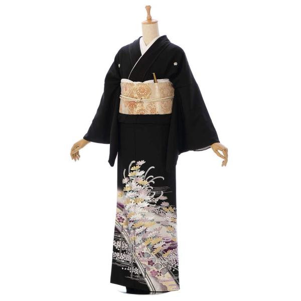 留袖レンタルフルセット 正絹 MT-026 Ｍサイズ 黒留袖 レンタル 結婚式 母親 和服 列席 親...