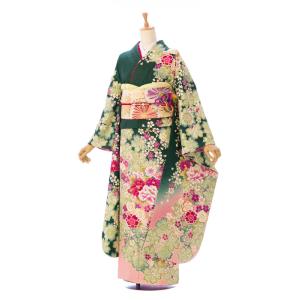 総絞り|正絹|158〜167cm|着物レンタル|振袖フルセット(ピンク系)|普通