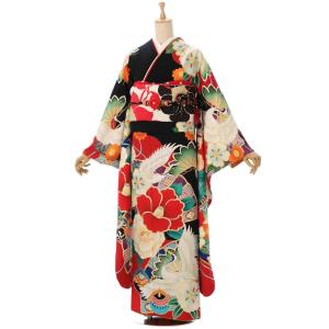 総絞り 正絹|160〜168cm|11〜15号|振袖フルセット(紺系)| 大きいサイズ