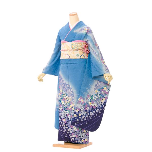 【2〜12月】正絹振袖|着物レンタル|155〜165cm|振袖フルセット(青系)|普通サイズ 4S8...