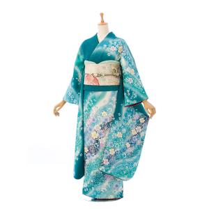 総絞り|正絹|158〜167cm|着物レンタル|振袖フルセット(ピンク系)|普通
