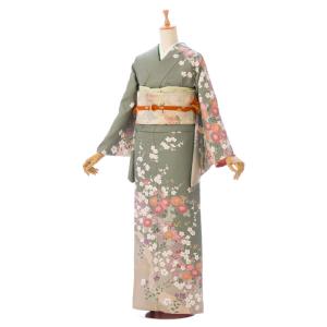 訪問着 501 2L787 正絹|松竹梅に桜柄の訪問着フルセット(ブラック系)|訪問着・付