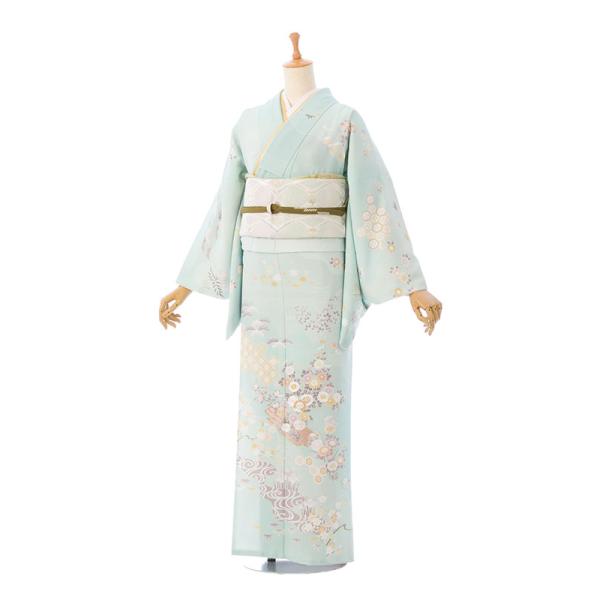 レンタル着物|訪問着|15〜21号|2L|3L|トール|160〜172cm|訪問着フルセット(ブルー...