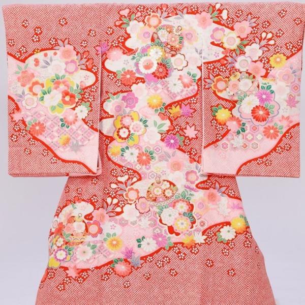 5n73 絞り調 まり 梅 花うさぎ〔産着レンタル〕着物レンタル 祝着レンタル〔お宮参り〕簡単着せ方...