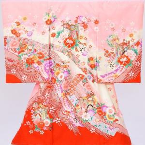 5n82 御所車 まり 牡丹〔産着レンタル〕着物レンタル