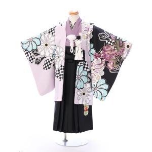 e-h-003 七五三 3歳 男の子 鷹 花うさぎ 被布：青地 グラデ 疋田絞り調