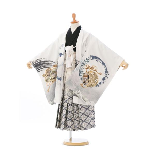 レンタル着物|110〜120cm|5歳男|七五三着物レンタルフルセット(白系)|男の子(五歳) HA...