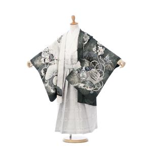 レンタル着物|110〜120cm|5歳男|華徒然|七五三着物レンタルフルセット(グレー系)|男の子(五歳) HAO5327