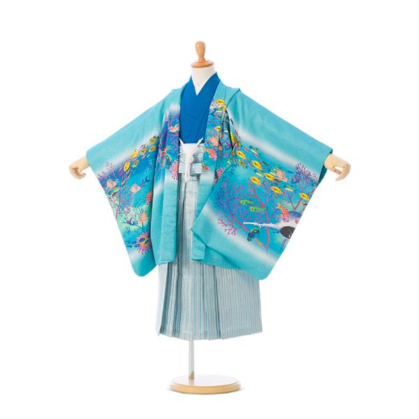 レンタル着物|105〜115cm|5歳男|七五三着物レンタルフルセット(ブルー系)|男の子(五歳) ...