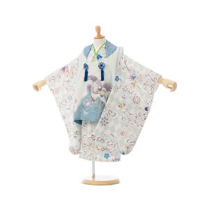 e-h-003 七五三 3歳 男の子 鷹 花うさぎ 被布：青地