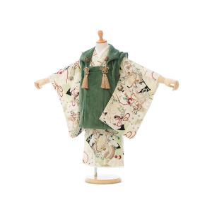花うさぎ|着物レンタル|被布セット|90〜100cm|七五三 着物 3歳 男|被布