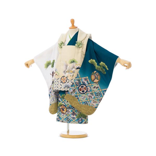 着物レンタル|被布セット|90〜100cm|七五三 着物 3歳 男|被布着物セットレンタル(緑系)|...