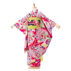 レンタル着物|7歳女の子|110〜120cm|七五三着物レンタルフルセット(赤