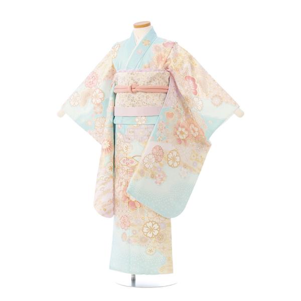 レンタル着物|7歳女の子|115〜125cm|七五三着物レンタルフルセット(水色系)|女の子(七歳)...