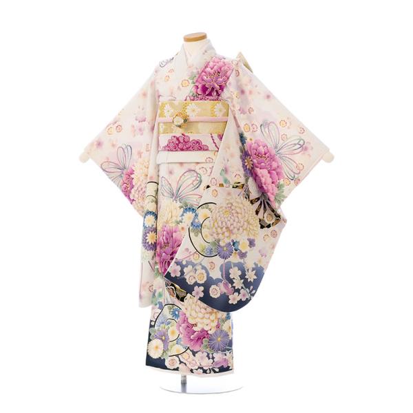 レンタル着物|7歳女の子|華徒然|115〜125cm|七五三着物レンタルフルセット(白系)|女の子(...