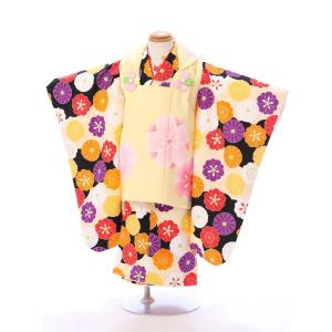 3歳 桜鈴柄の七五三着物3歳 女の子(被布)フルセット（イエロー系