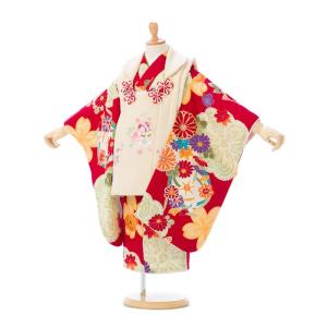 被布　ハイクラス｜七五三着物3歳　女の子(被布)フルセット（赤系