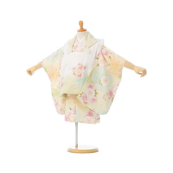被布セット|花うさぎ|80〜90cm|七五三着物2歳3歳|女の子(被布)フルセット(黄緑系)|女の子...