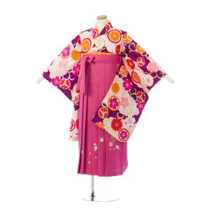 袴レンタル|小学生|卒業式|143〜148cm|卒業袴セット(紫系)|女の子(小学生袴) E-13-004_HEQ1304