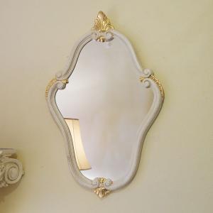 イタリア製 姿見ミラー 鏡 壁掛け 全身 八角ミラー ブルー＆ゴールド