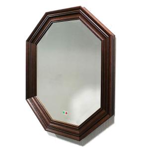 八角鏡 壁掛けミラー ウォールミラー アンティーク クラシック 木製