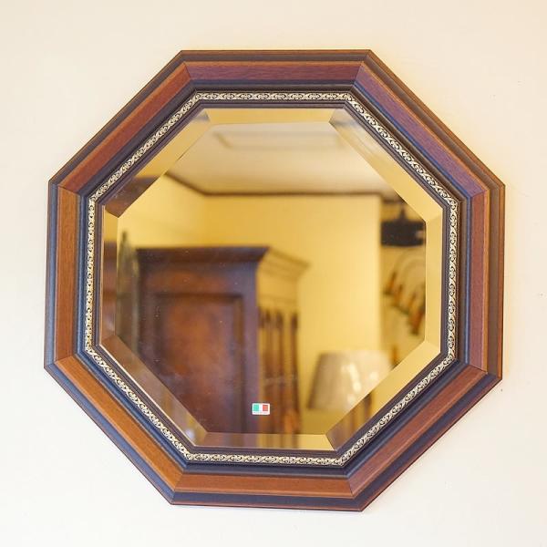 ミラー 八角ミラー 鏡 イタリア製 アンティーク 壁掛け 玄関に飾る鏡 インテリア雑貨 おしゃれ 置...