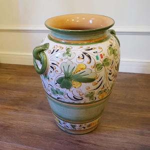 陶器 かさ立て イタリア製 アンブレラスタンド ブルー 花柄 ストレート