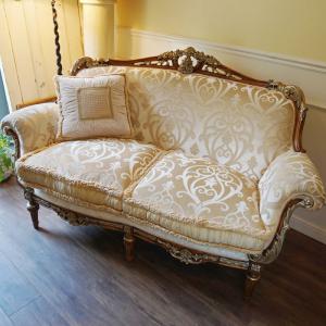 イタリア家具 ソファー 2人掛け 布張り 木製枠 クッション1個付 Italy 2p Sofa クラシック