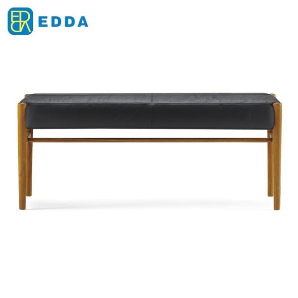 EDDA エッダ ダイニング レザー ベンチ 椅子 ブラック本牛革張り DC33002S-EL0S2...