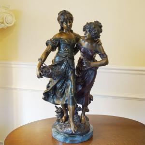 Y-6097】ブロンズ像（瓶を持つ婦人） : クインシーズ ヤフー店 - 通販