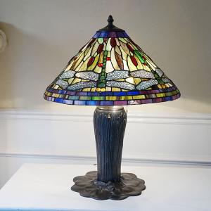 ティファニースタイル テーブルランプ ブルー ステンドグラス トンボ
