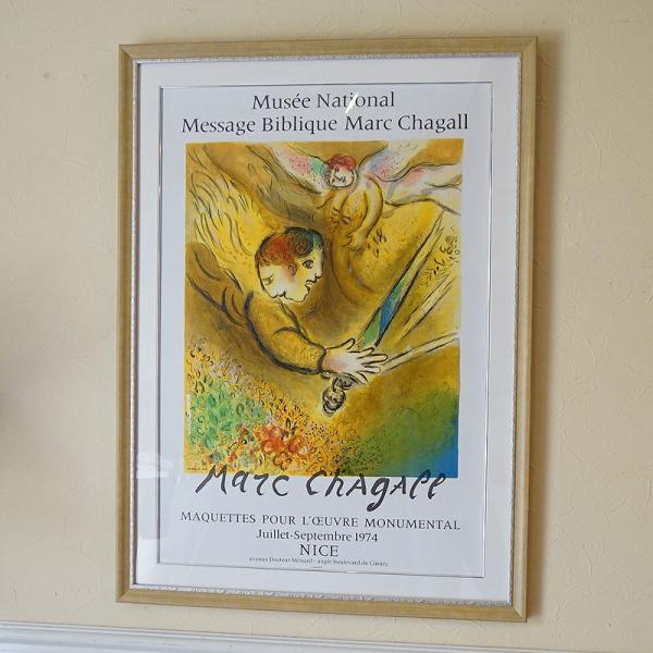 ヴィンテージ マルク シャガール画「審判の天使」1974年 リトグラフ ポスター 額 新品
