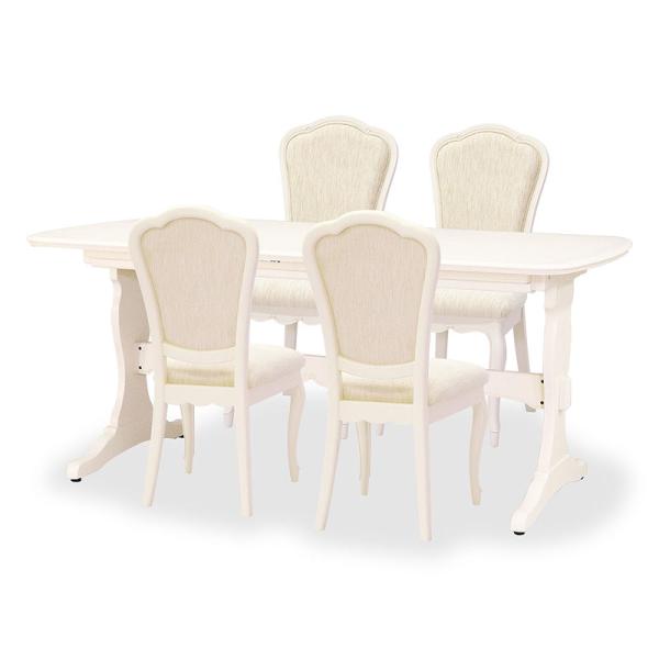 フルール Fleur-WH ダイニング5点セット DT165EXT チェアD 4脚 伸長式 送料無料...