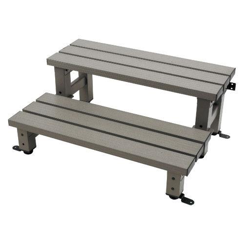 アルミ踏み台 固定金具付 2段 マツ六 [AF-2] アーバングレー 組立式4トン配送 車上渡し 法...