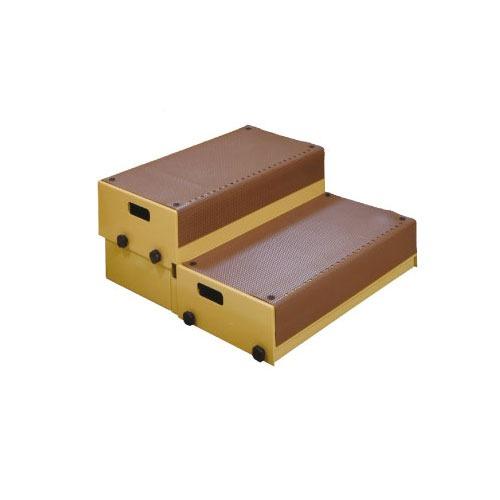 玄関用 たよレールdan 2段踏み台 マット付 マツ六 [BZD-FW340M] キャメルイエロー ...