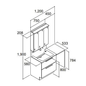 LIXIL リクシル 洗面化粧台 クレヴィ 間...の詳細画像1