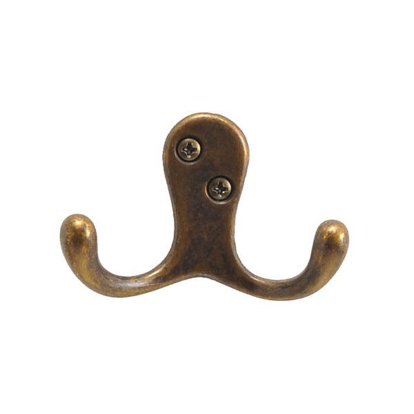 真鍮 フック(ダブルシリーズ) 古色 アンティーク ブラス 雑貨 [610030] ゴーリキアイラン...